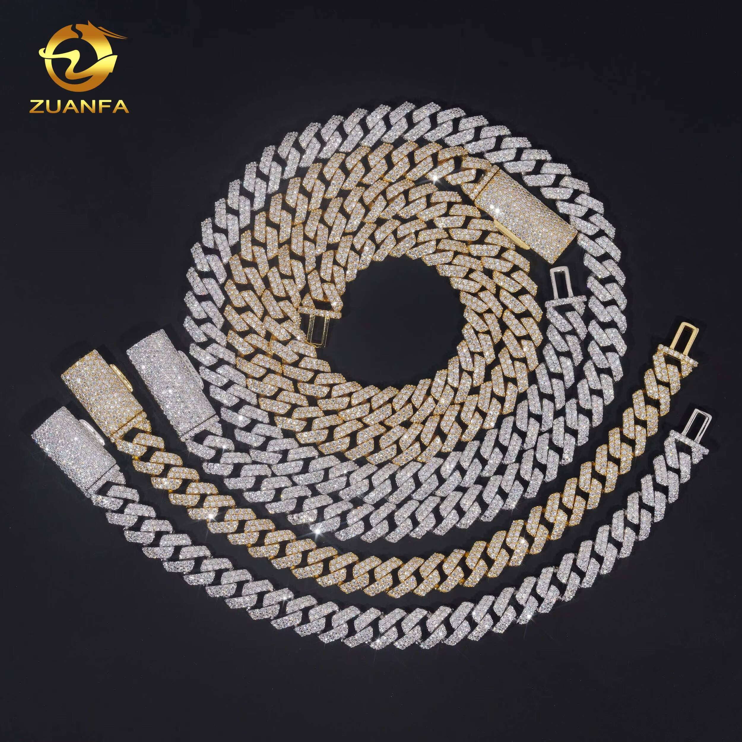 10mm 2Rows Sale Promotion Fine Jewelry Iced Out Diamond Cuban Link Chain Hip Hop Jewelry VVS Moissanite Men Necklace Bracelet