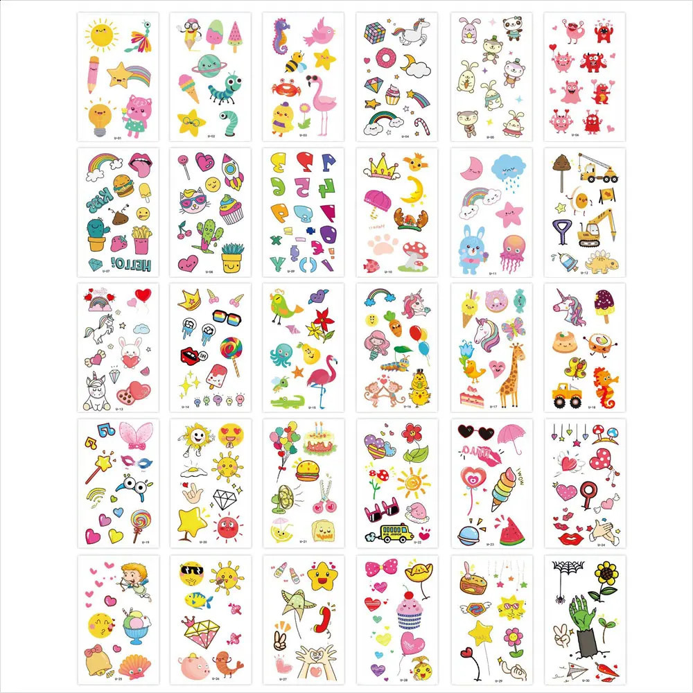 30pcs Small Cute Tattoo Stickers for Hand Fingers Disposable Cartoon Star Sun Pattern Temporary Tattoos 250825