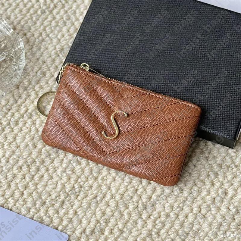 Mens Change Pocket Coin Purses for Womens Designer Leather Wallets Luxury Leather Wallet Red Stripe Bags Mens Card Holder Fashion Keychain Pouch