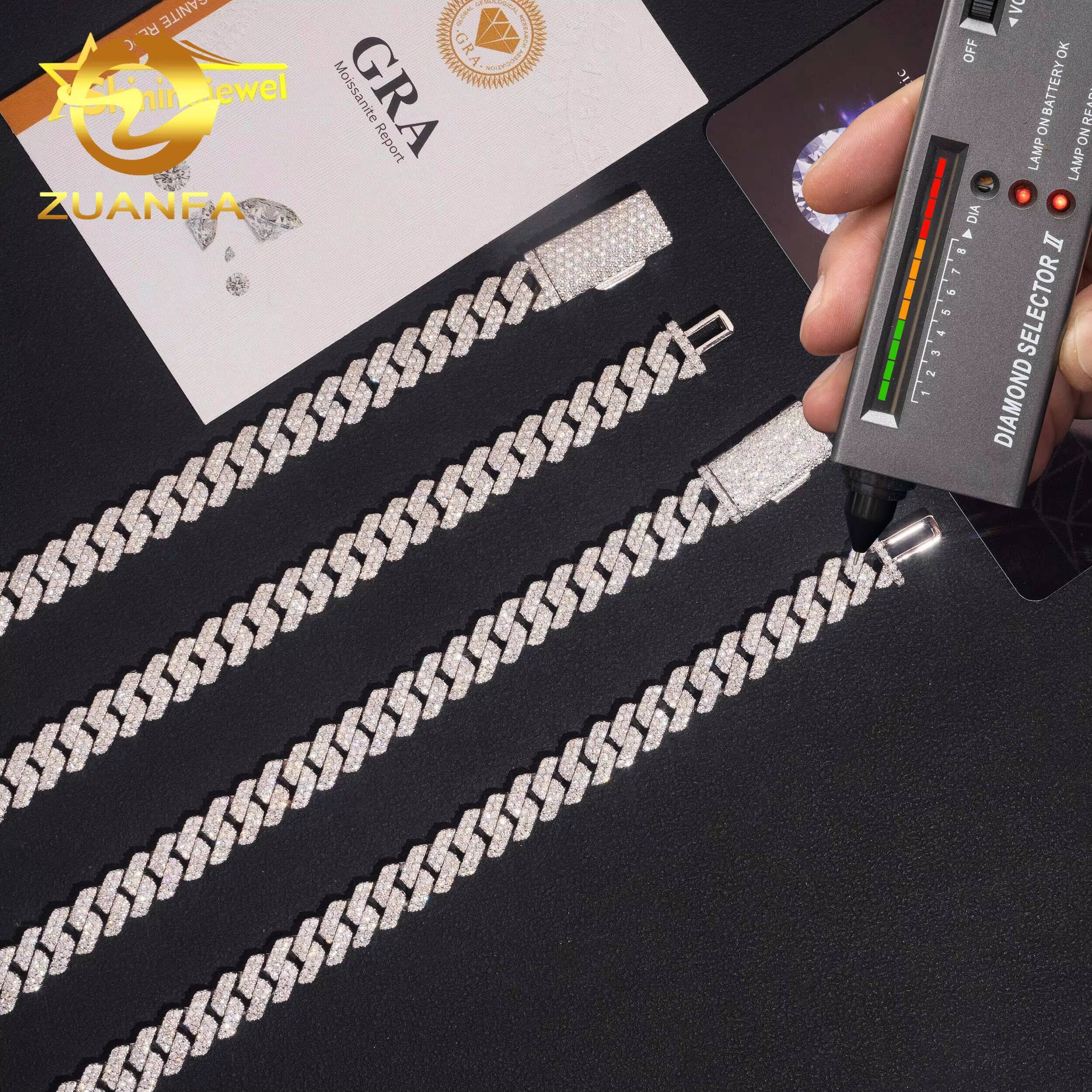 Local Stock Fast Shipping GRA Certificate Moissanite Diamond Hip Hop 925 Silver 8mm Cuban Link Chain