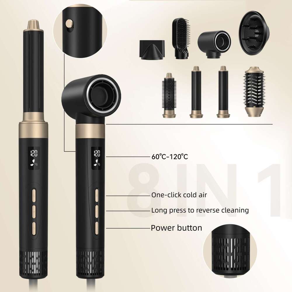 Designer Brand High Speed Multi Function Head Replacement Electric Brushless Hair Dryer Straight Curling Iron Hot Air