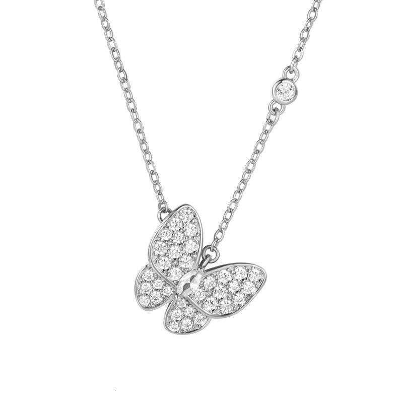 Seiko White Mother-of-Pearl Necklace for Women, Ins Style, Light , Fashionable, Elegant, High-End Feel, Full Dia Butterfly Collarbone Chain