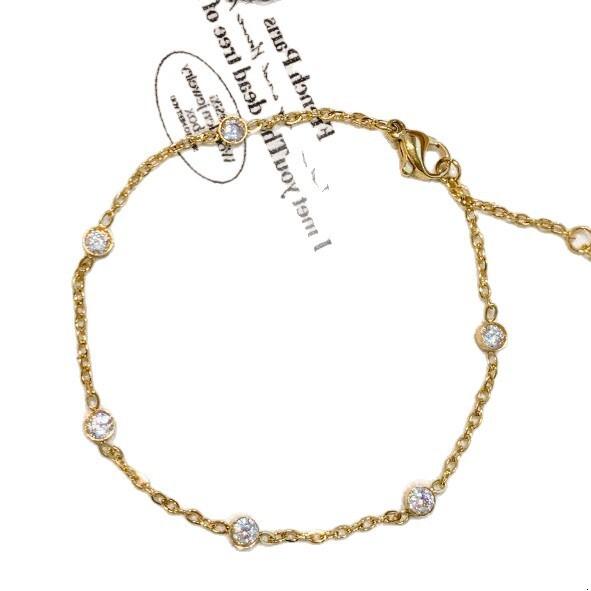 Real Gold Plated Zircon Bracelet Simple Versatile Fashionable Elegant High-end Women's Jewelry