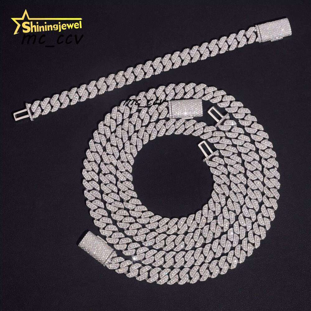 Pass Tester 10Mm Cuban Sterling Sier Carbonite Hip Hop Jewelry Mens Fashion Chain Necklace