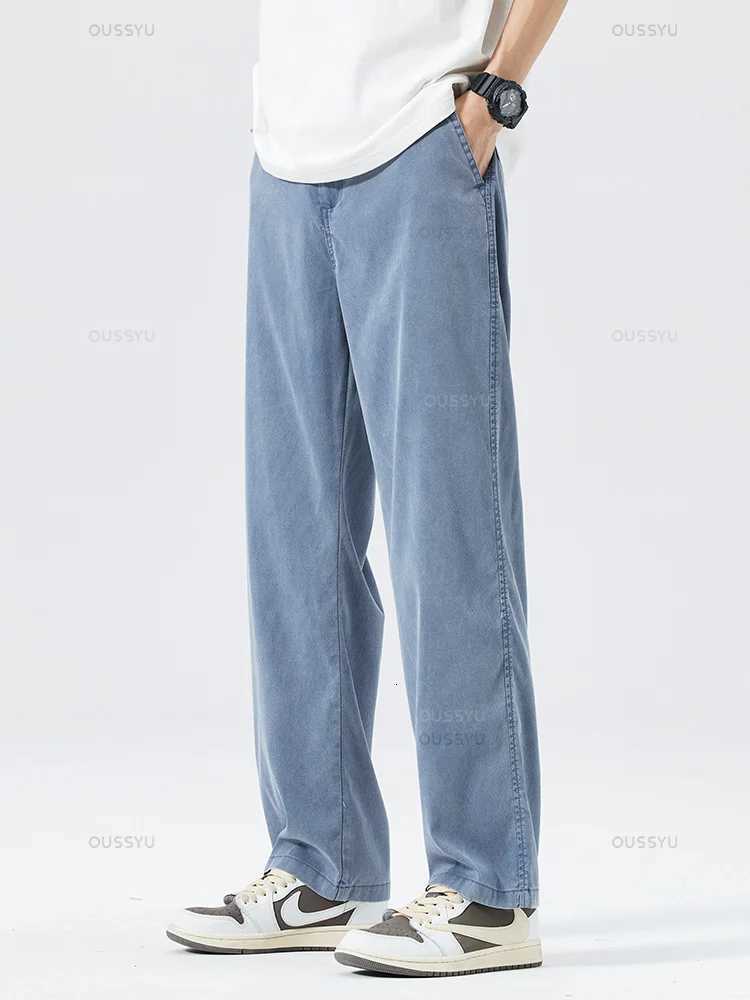 Newly Upgraded Summer Ultrathin Soft Lyocell Fabric Mens Jeans Breathe Loose Straight Denim Pants Casual Trouser Plus Size 5XL W250905