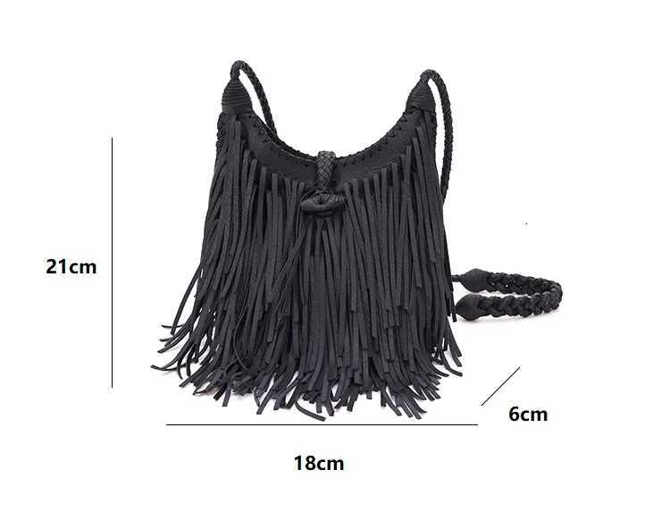DoubleSided Tassel Design Women Crossbody Bags vintage Soft PU Leather female Shoulder Bag manual Weave messenger Sling bag Z250903