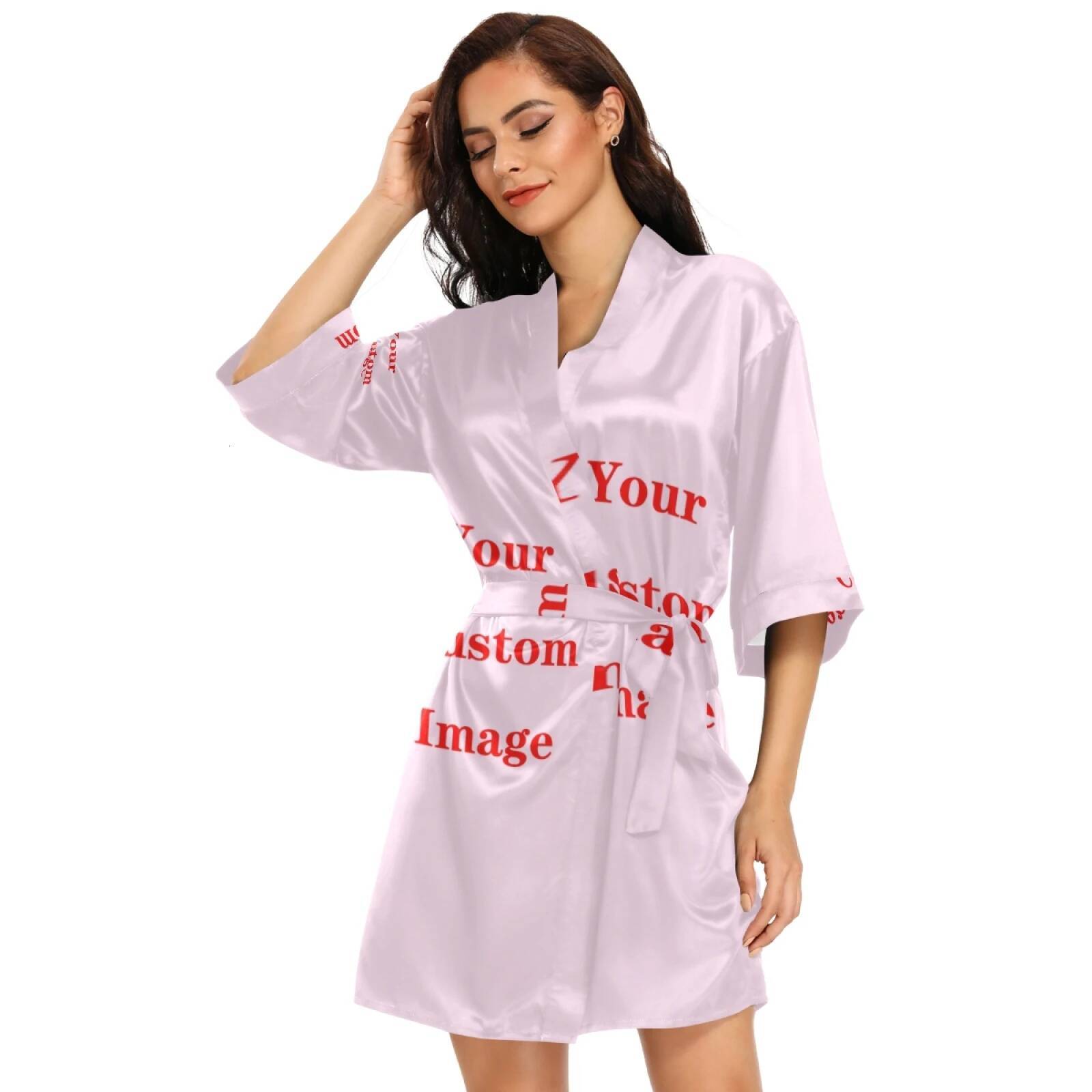 Fashion Satin Long Women Wrap Dress Spring Bathrobe Pamas Sexy V Neck Robe 2025 New Ladies Clothes Custom Image