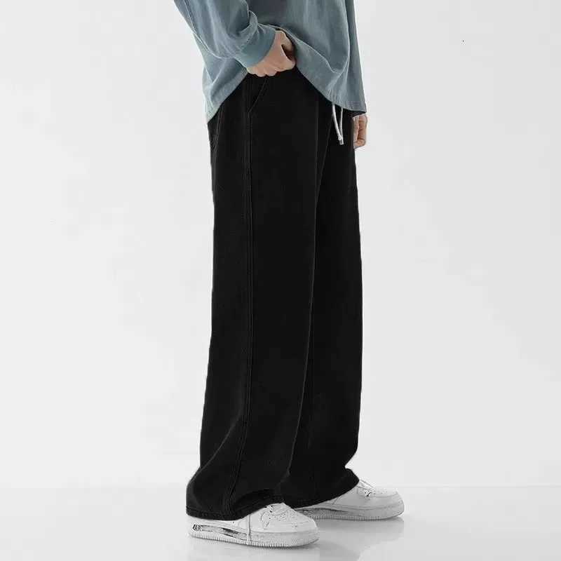 Mens Casual Loose Fit Jeans Elastic Waist Outdoor Workwear Spring Autumn Straight Leg Long Pants Comfortable Loose Trousers W250905