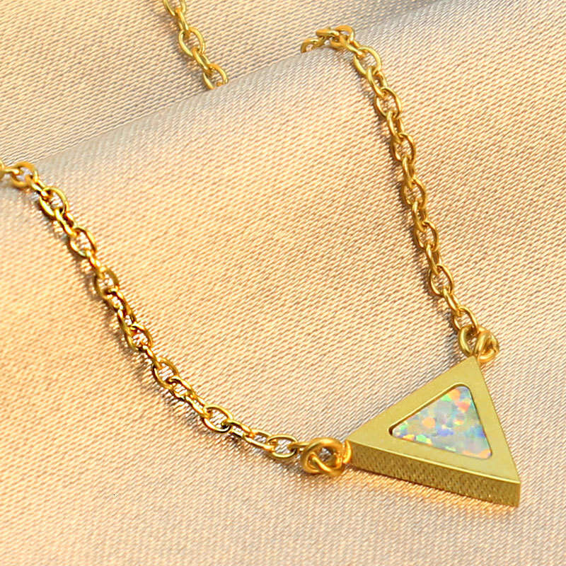DHpet 2025 Spring: Unisex Stainless - steel Opal - inspired Necklaces with Triangular Pendant