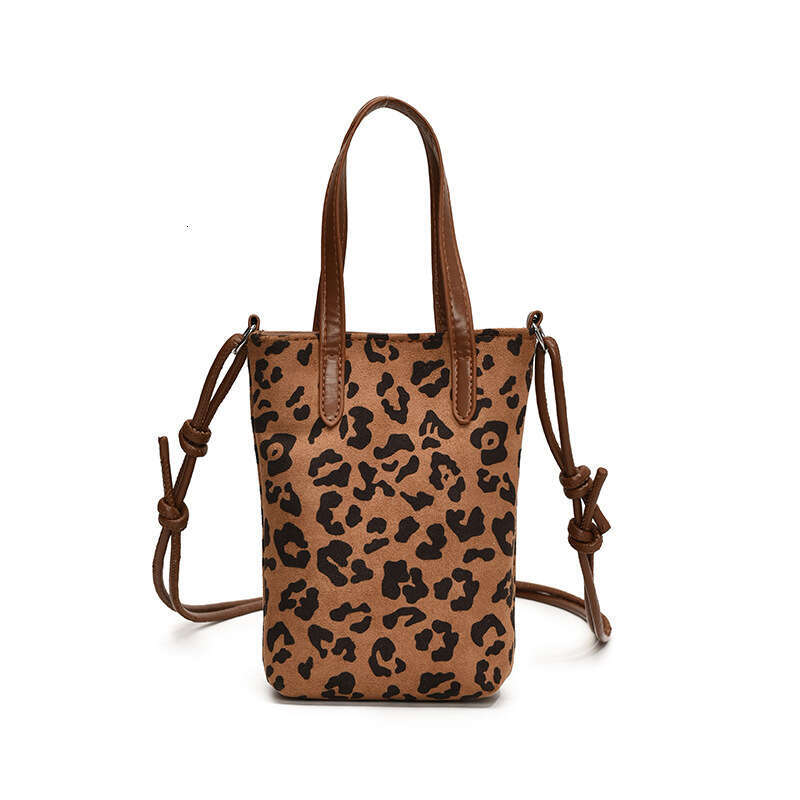 Niche Leopard Print Small Square New Fashion Versatile Crossbody Suede Velvet Phone Bag for Women