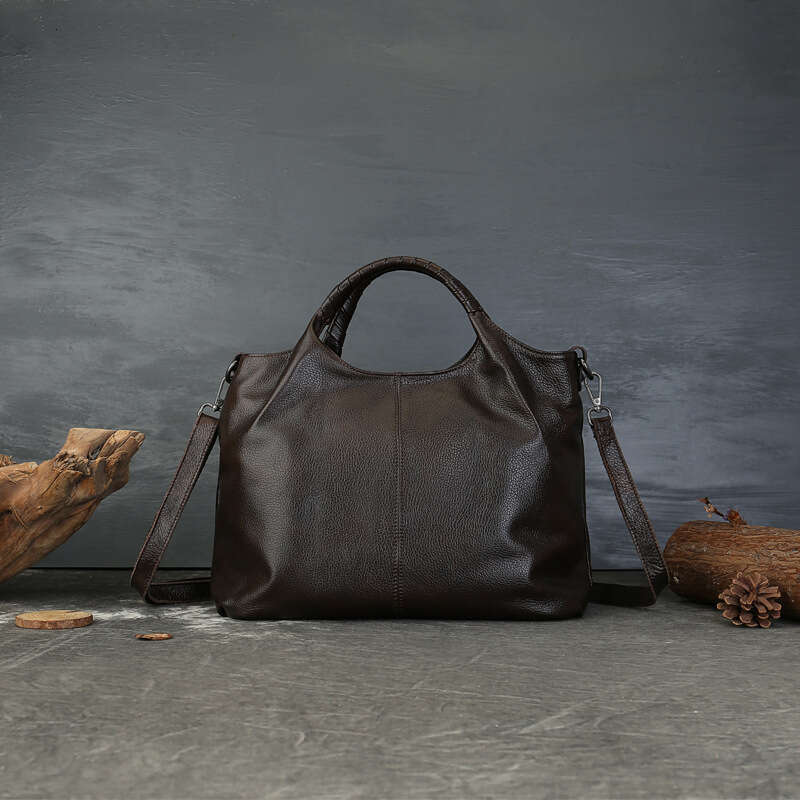 Handbag High-End Genuine Leather Women's Ethnic Style Top Layer Cowhide Large Capacity Tote Bag