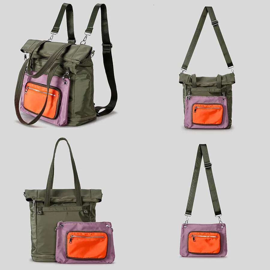 Casual Panelled Large Capacity Tote Bag for Women Detachable Multifunctional Backpacks Waterproof Nylon Outdoor Shoulder BagsSports storage bag