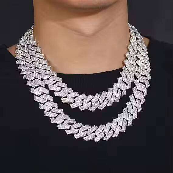 Handmade 10k Gold Moissanite Dia Studded Iced Cuban Link Chain Stylish 16mm Men's & Women's Hip Hop Necklace