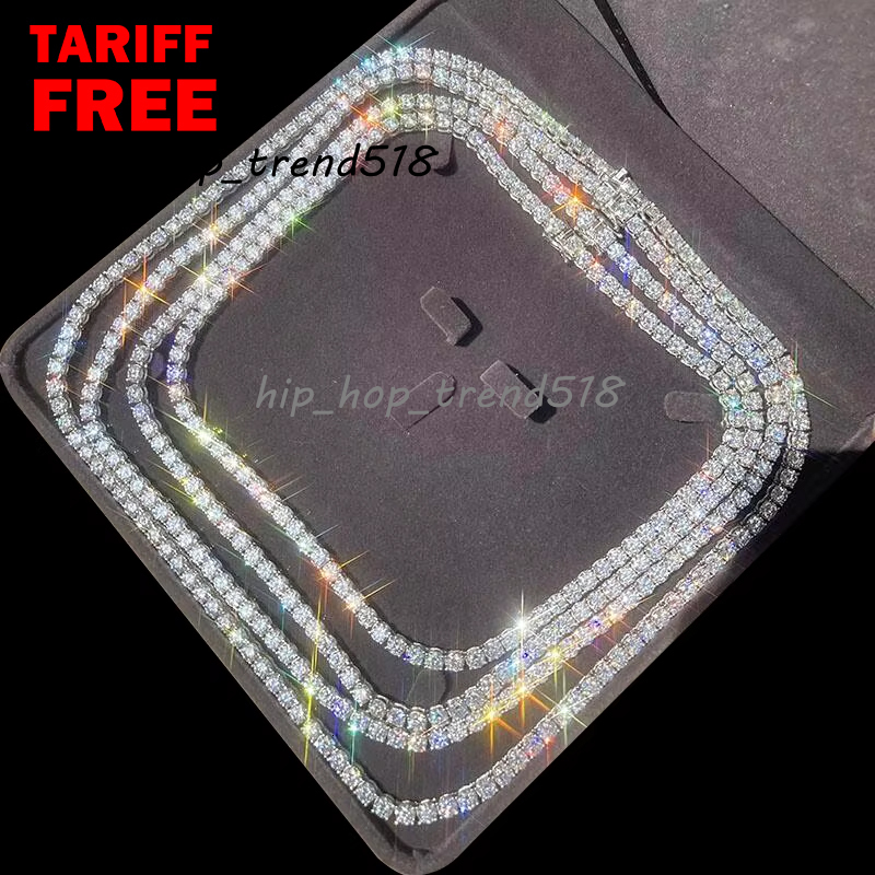 Cheapest Price Hip Hop 925 Sterling Silver 2mm 3mm 4mm 5mm 65mm VVS Moissanites Diamond Necklace Moissanite Tennis Chain
