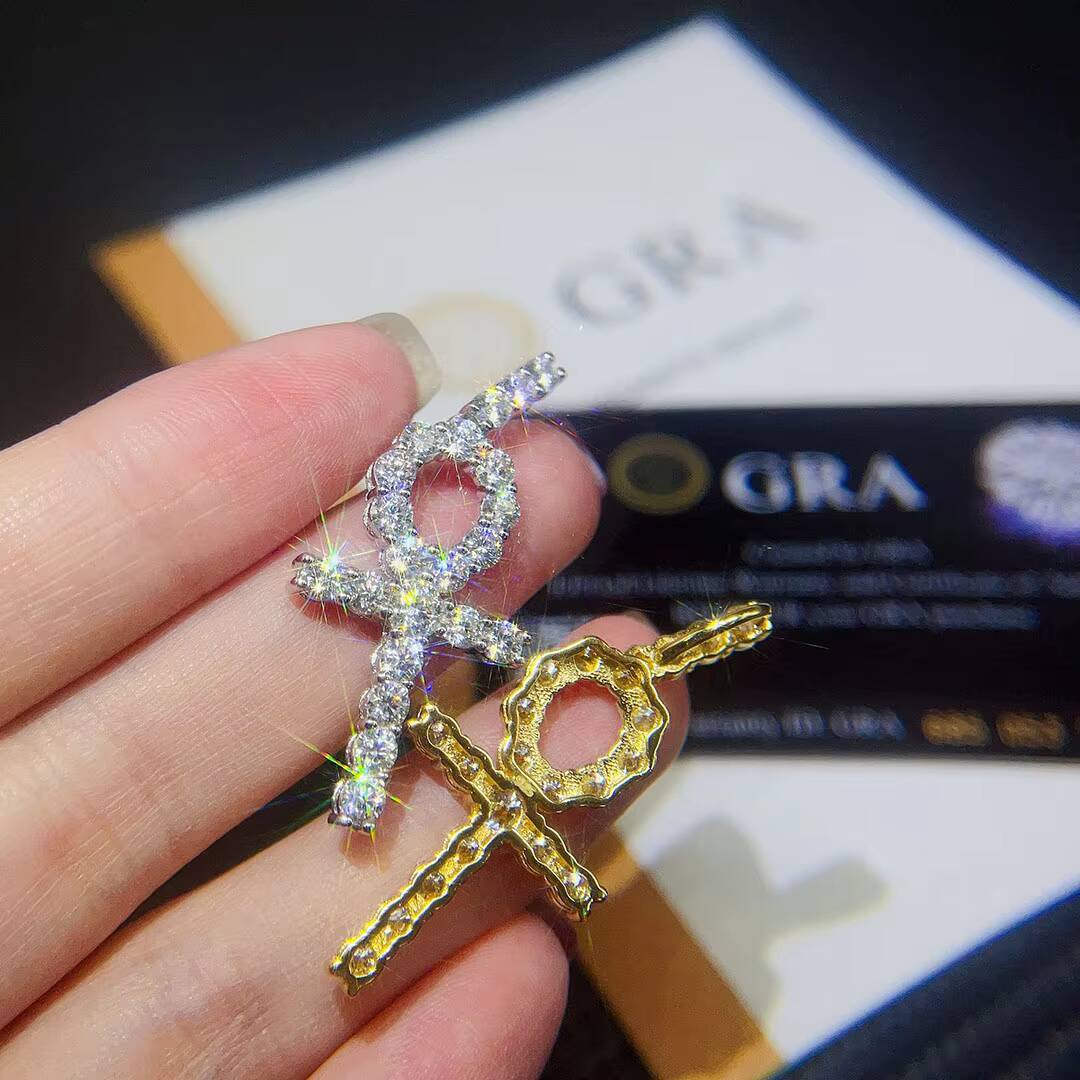 Wuzhou Diamond Pendant Best Price Iced Sterling Silver Jewelry Real S925 Moissanite Cross Pendant