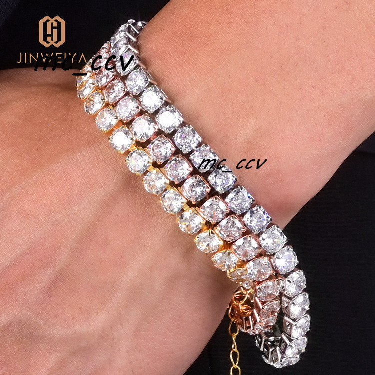 Jwy Men Bracelet Chain Cuban 6mm Tennis Brass Fashion Jewelry 14k Gold Plated Bracelets