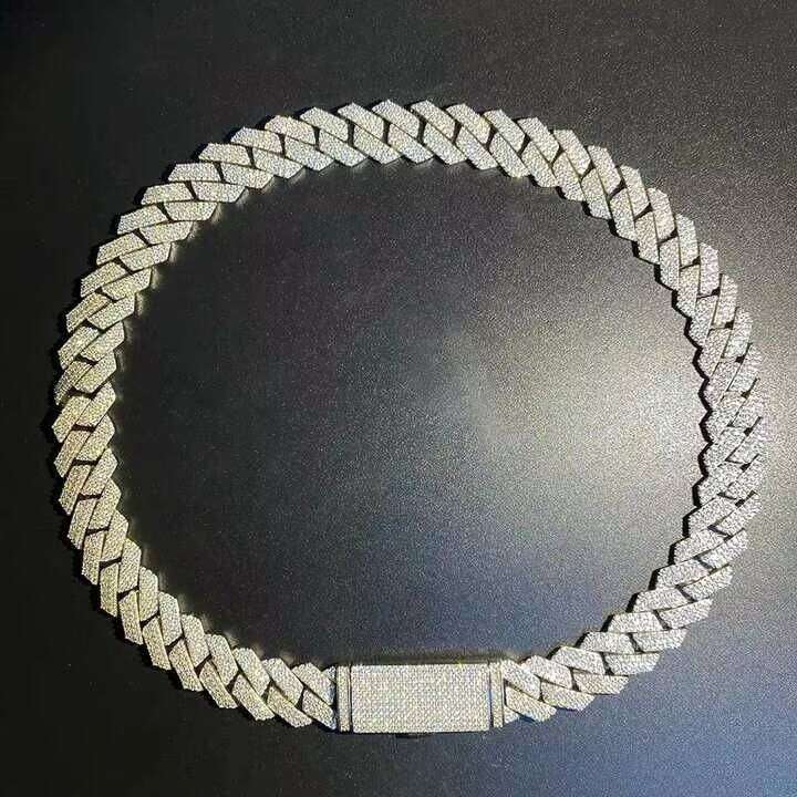 Custom VVS Moissanite Dia Cuban Chain for Men IGI GRA Certified Sier Necklace with Gold Plated Finish Streetwear