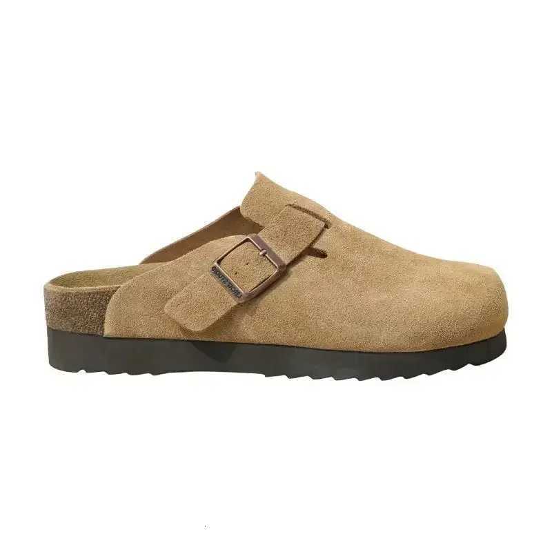 2024 New Spring Womens Closed Toe Slippers Suede Leather Sandals for Women Retro Fashion Garden Mule Clog Slides Plus Size 43 W250905