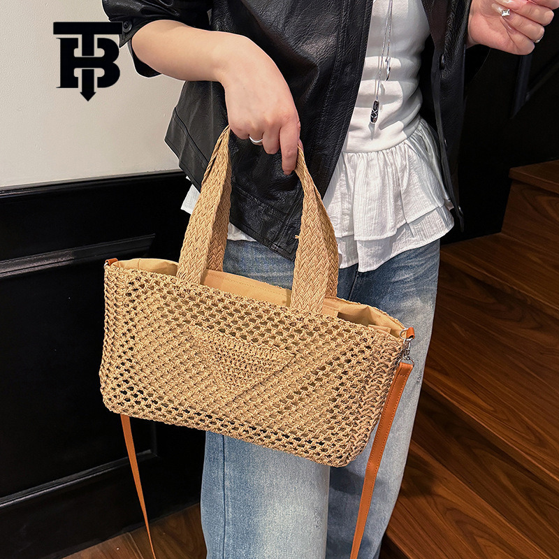 Leisure Minimalist Hollowed Out Women's Beach Bag Free Shipping Designer Luxury Woven Handbag Fashion Vacation Shoulder Underarm Bag Shopping Bag