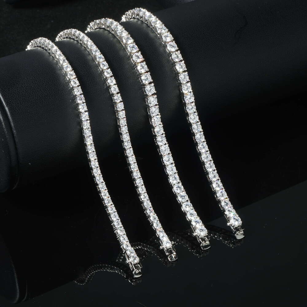 Factory Wholesale Sterling Sier Vvs Moissanite Dia Tennis Necklace Cuban Link Chain Women Fine Jewelry 3mm 4mm
