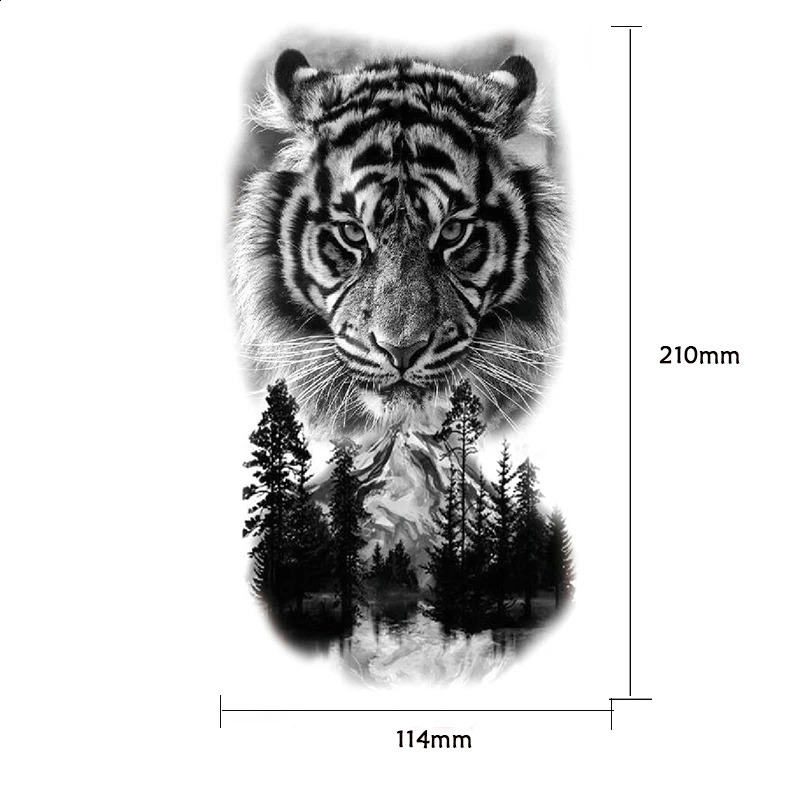 Waterproof Temporary Tattoo Sticker Forest Lion Tiger Bear Flash Leopard Wolf Crown Body Art Arm Tatoo Men 250825