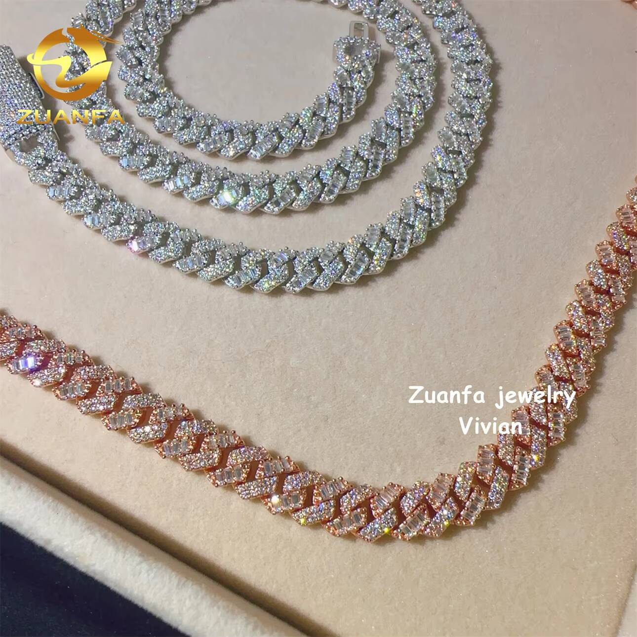 8mm D Color VVS Moissanite Diamond Iced Out Sterling Silver 925 Hip Hop Fine Jewelry Cuban Link Chain Necklace