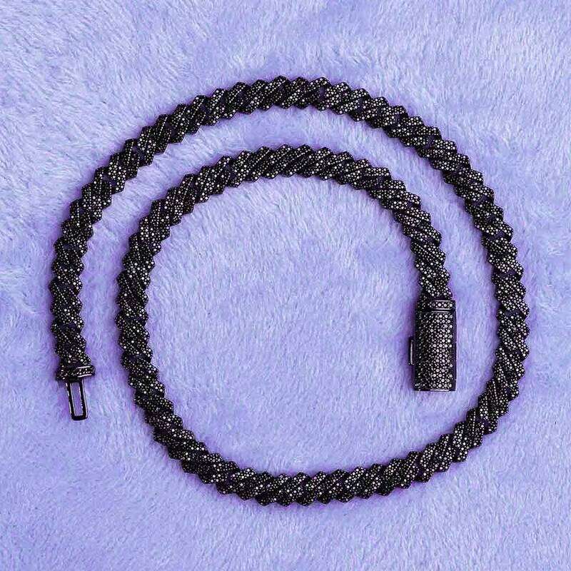 Hip Hop Fine Jewelry Passd Dia Tester Sterling Sier Iced Out 8MM VVS Black Moissanite Prong Cuban Link Chain for Men