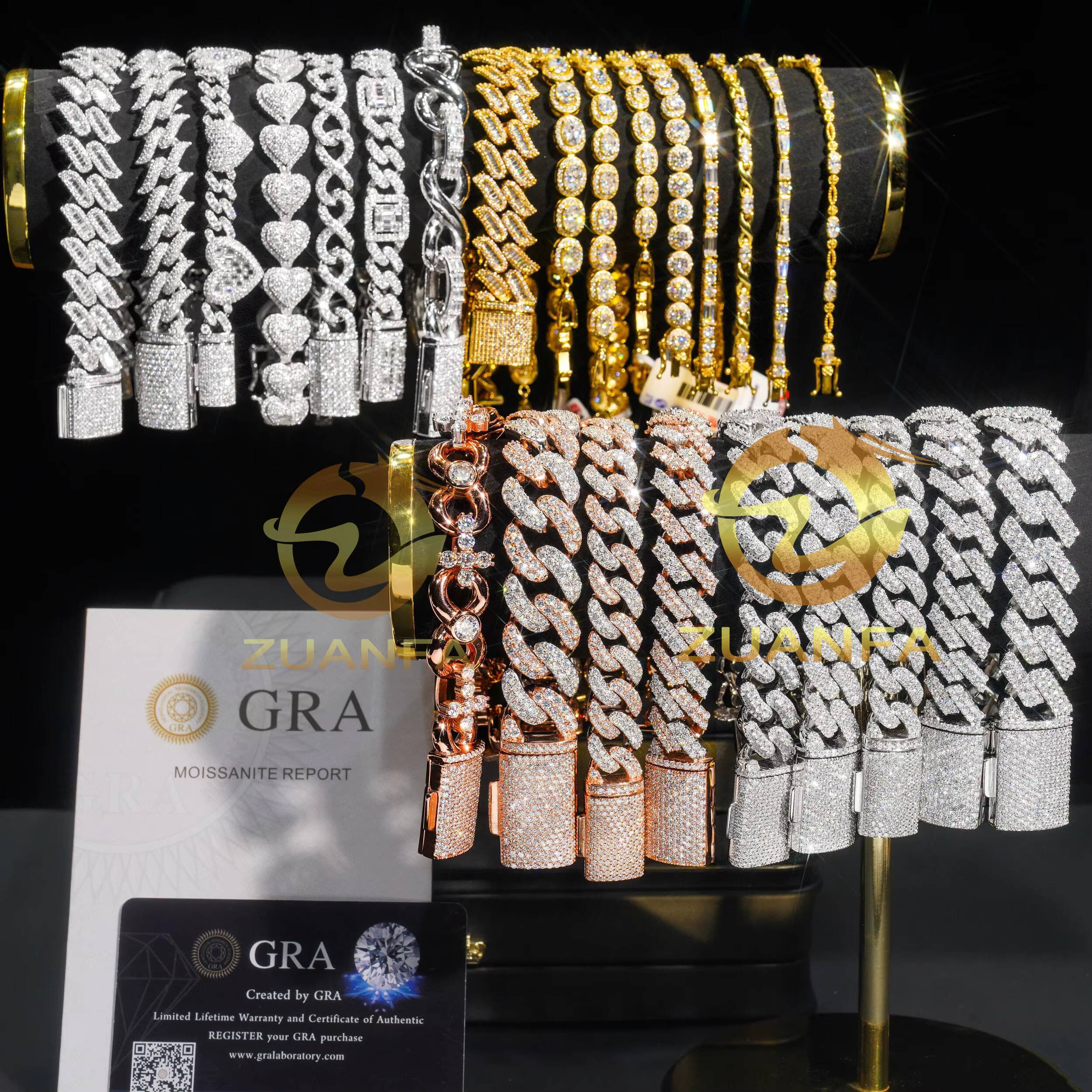 Ready Shipping Hip Hop Jewelry 6mm 8mm 10mm 12mm 13mm Iced Out Cuban Link Chain Bracelet VVS Moissanite Cuban Bracelet Men