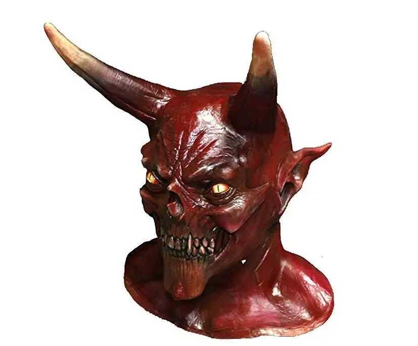 Horn Devil Demon Latex Mask Realistic Krampus Demon Mask Chirstmas Costume Headwear Party Horrible PropsXJ250905