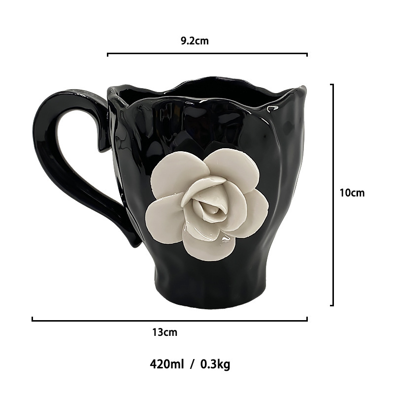Designer Coffee Mug Camellia Bone Luxury Cup Set Elegant Coffee Cup Pair High-end Ceramic Tea Cup Tea Coffee Cup and Saucer Gift Set Drinkware