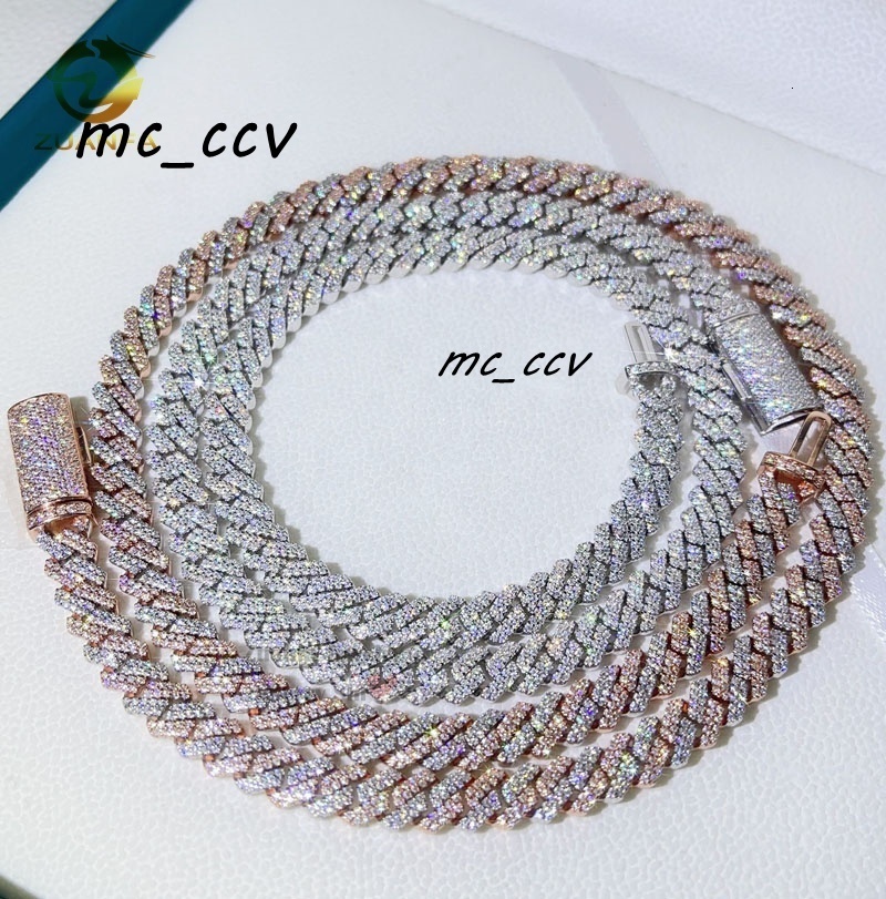 GRA 8MM Double Row Iced Out Men Women Fashion Stylish VVS Diamond Moissanite Cuban Chain