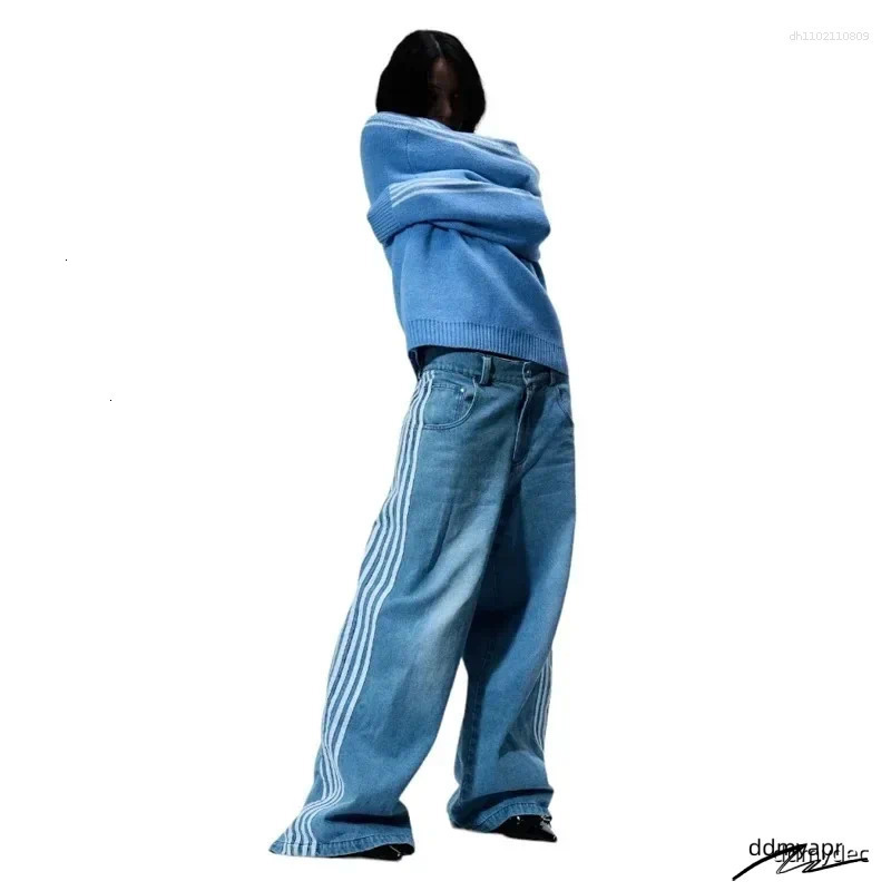 Men's Jeans Y2k Baggy High Quality Embroidered Ddmydec Striped Haruku Sweatpants Hip Hop Unisex Casual Wide Leg Denim Pants Streetwear Ddmydec