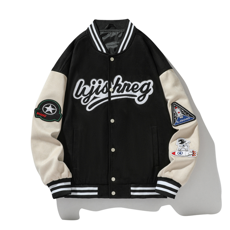 American retro baseball jacket men's new spring and autumn hip-hop loose baseball collar hoodie versatile jacket top men