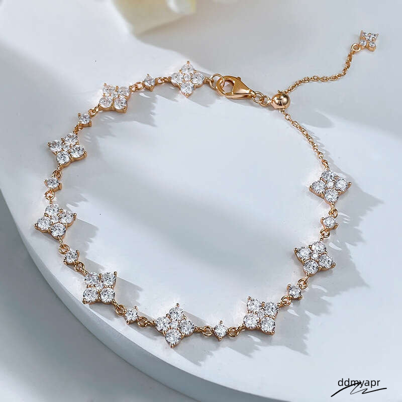 Dhcollections Gold Jewelry 2024 New S Full Dia Flower Simple Sweet Ddmydec Temperament Fashion Inlaid Sier Bracelet For Women Ddmydec Ddmydec Ddmydec 