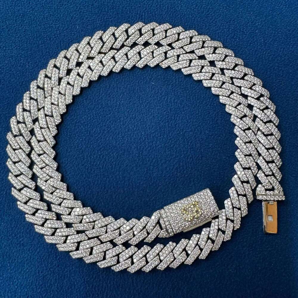 Hot Sale Moissanite Dia Sterling Sier 10MM Fully Iced Out Hip Hop Style Cuban jewellery Link Chain Custom Clasp