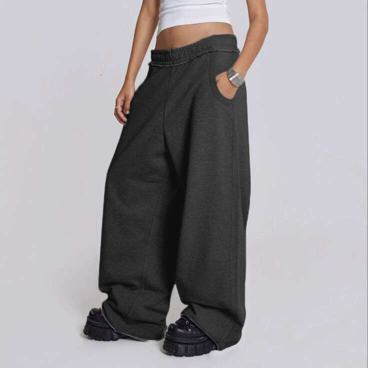 2025 Summer New Street Style Unisex Loose Wide-Leg Pants Gray Casual Sweatpants