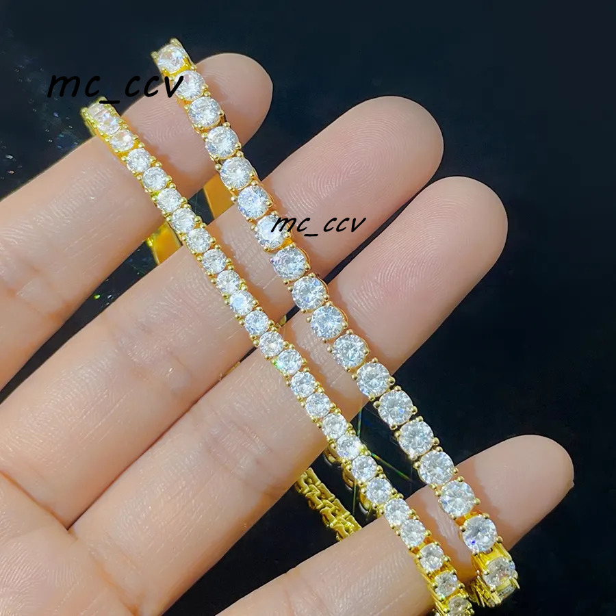 925 Silver Hip Hop 5mm Tennis Chain with D VVS1 Clarity Moissanite Vvs Diamond Bracelet Women Mens Bracelet