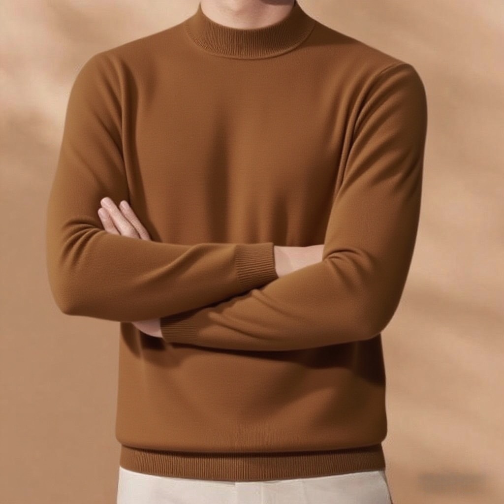 B90402 Spring and autumn new men's wool T-count worsted half-high collar sweater men's machine washable knitted bottoming shirt men's c