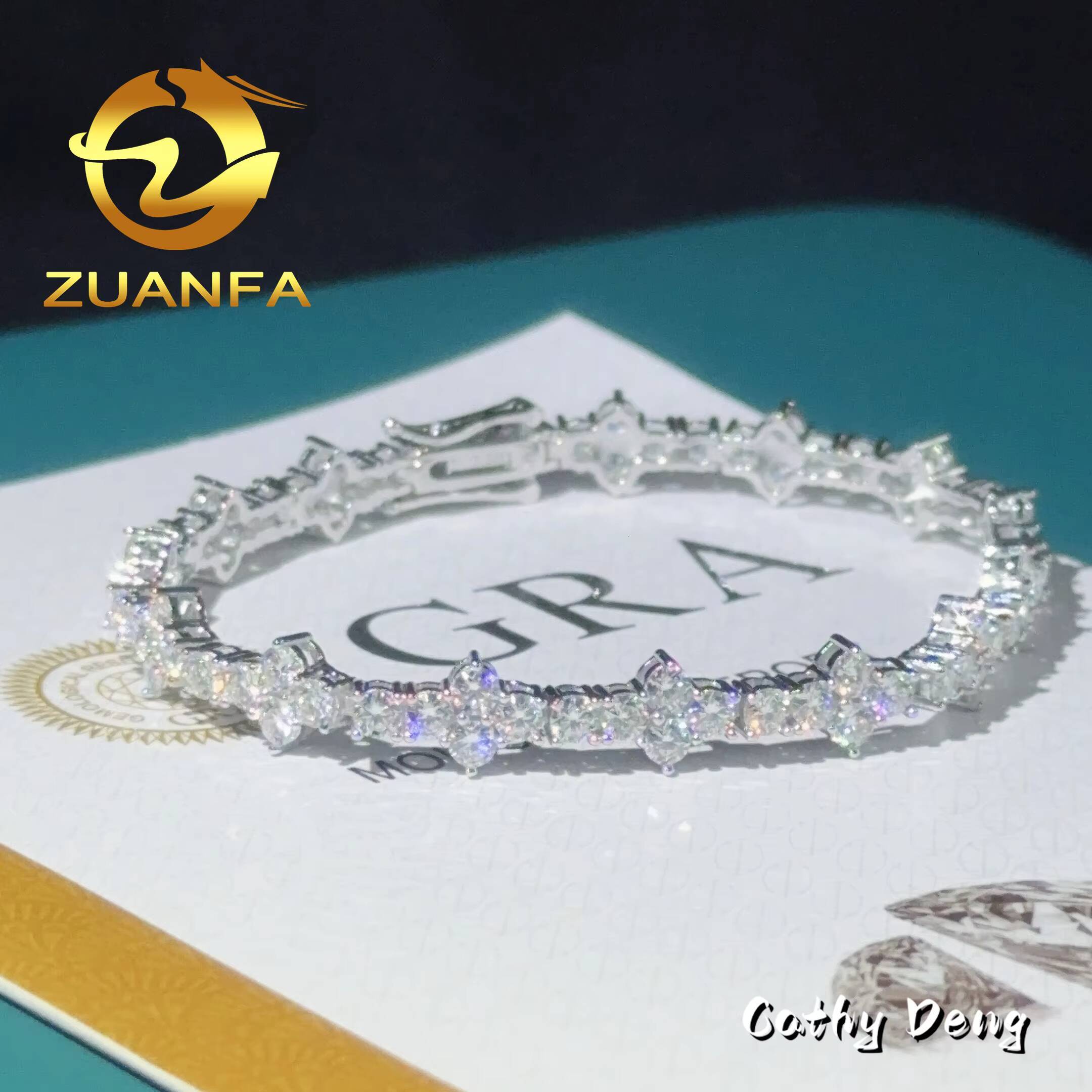 New Trendy Fashion Jewelry 30mm Mini Cross Moissanite Tennis Chain With GRA Certificate Hip Hop Tennis Necklace Bracelet