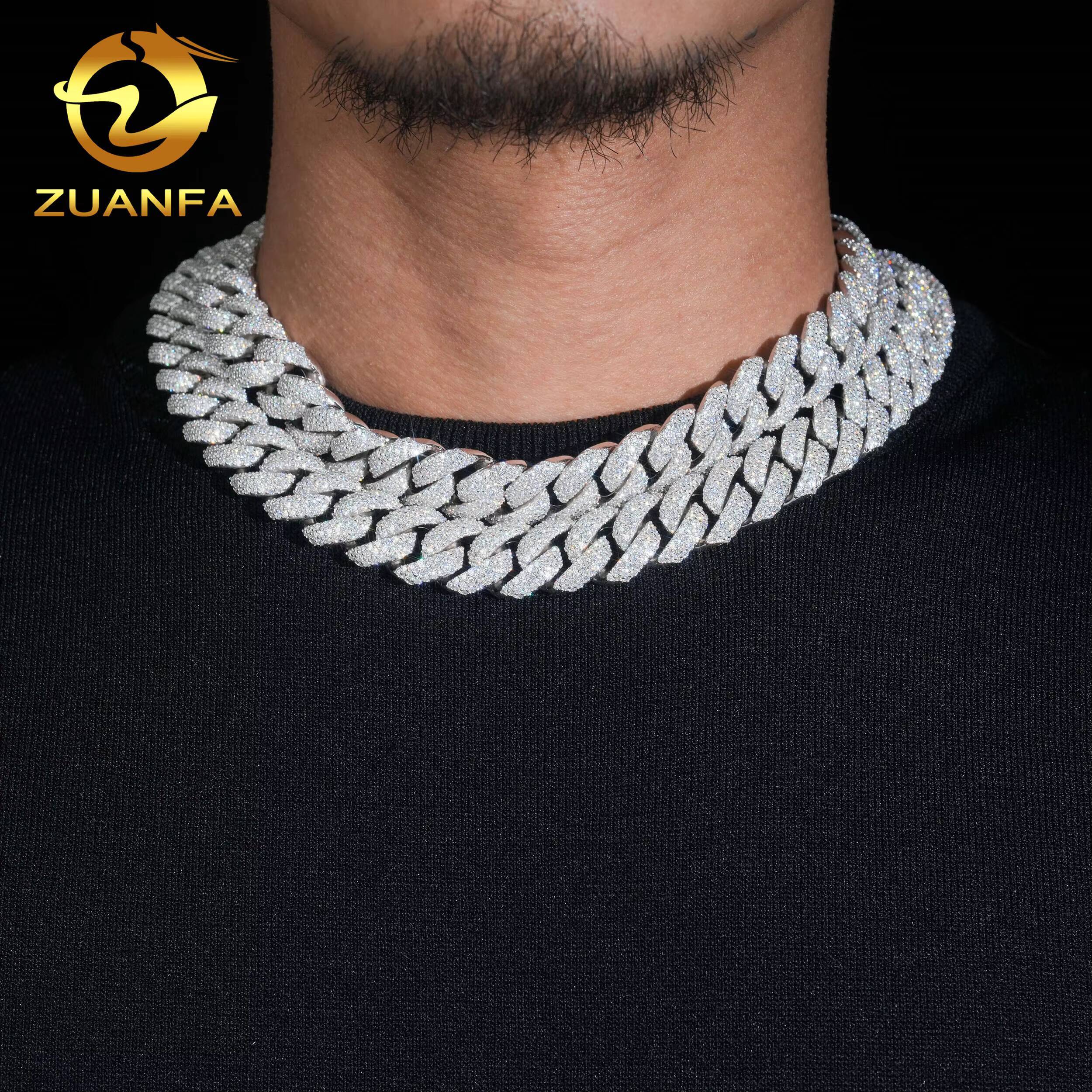 16MM 3 Rows High Quality Moissanite Miami Cuban Link Chain Solid 925 Silver Iced Out Cuban Link Bracelet With GRA Certificate