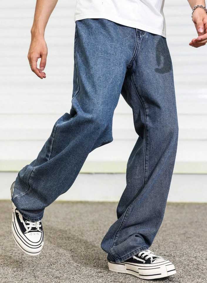 Mens Relaxed Fit Straight Leg Jeans Everyday Comfort for Lounging at Home to Quick Errands W250905