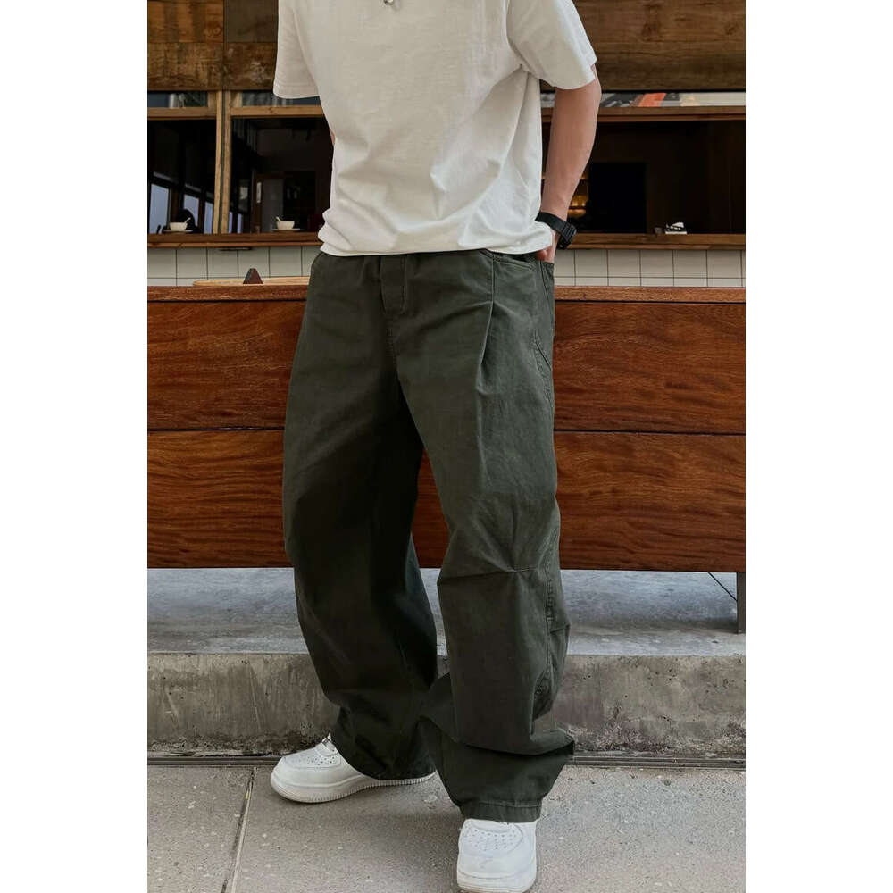 Men's pants Army Green Quick-Dry Paratrooper Cargo Men's Summer Loose Wide-Leg Scimitar American Straight-Leg Casual Pants