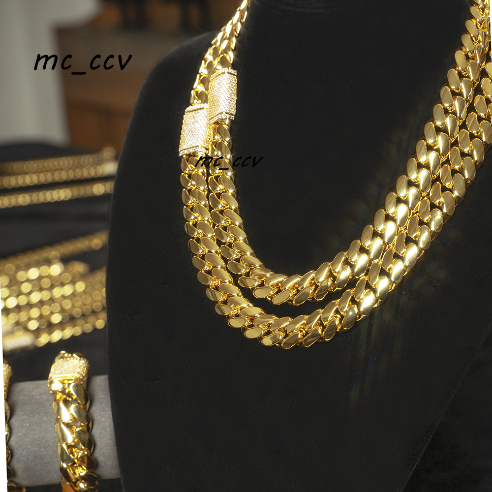 925 Sterling Silver Mens Double Sided Cuban Link Chain Gold Plated Moissanite VVS Miami Cuban Style with Luxury Gold Cuban Link