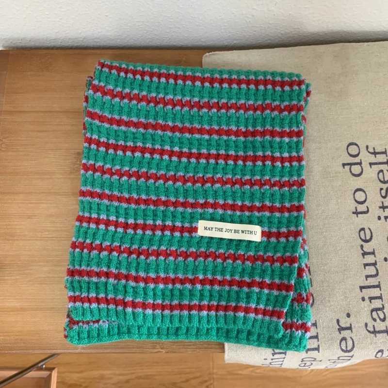 Winter Women Warm Stripe Scarf Knit Thick Warm Winter Color Stripe Scarves Winter Casual Warmer Women Scarves For WomenXJ250905