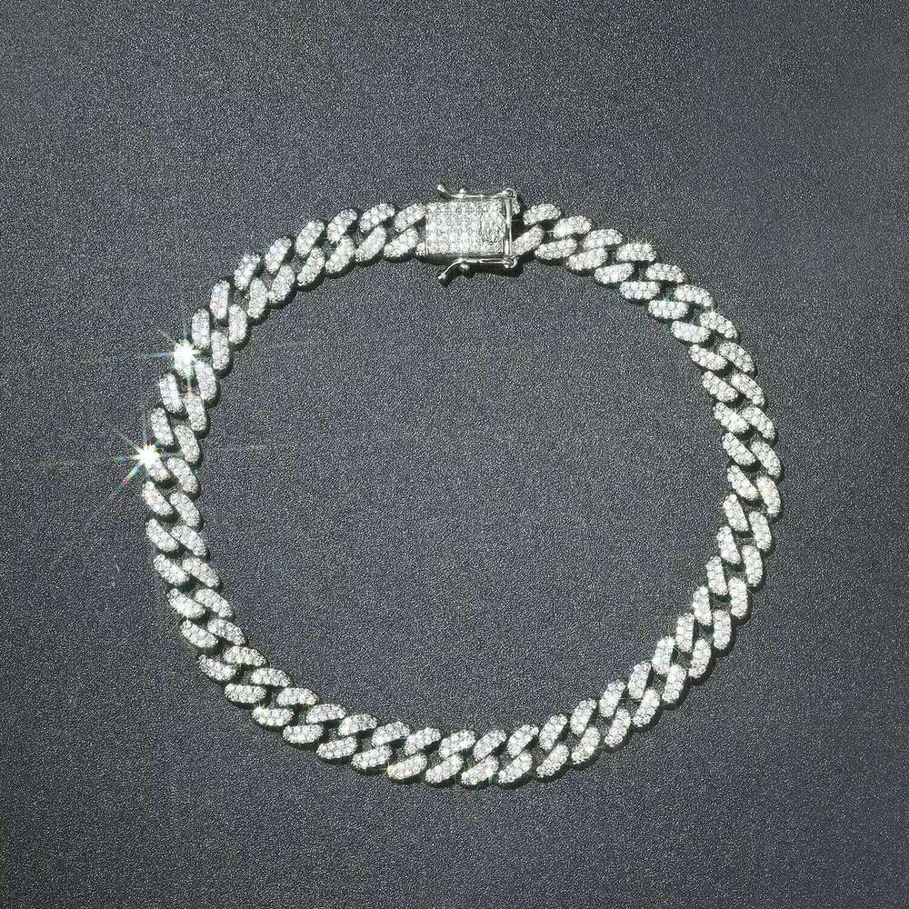Fine 6MM Sterling Sier Moissanite Gold Cuban Link Chain Men's and Women's Jewelry