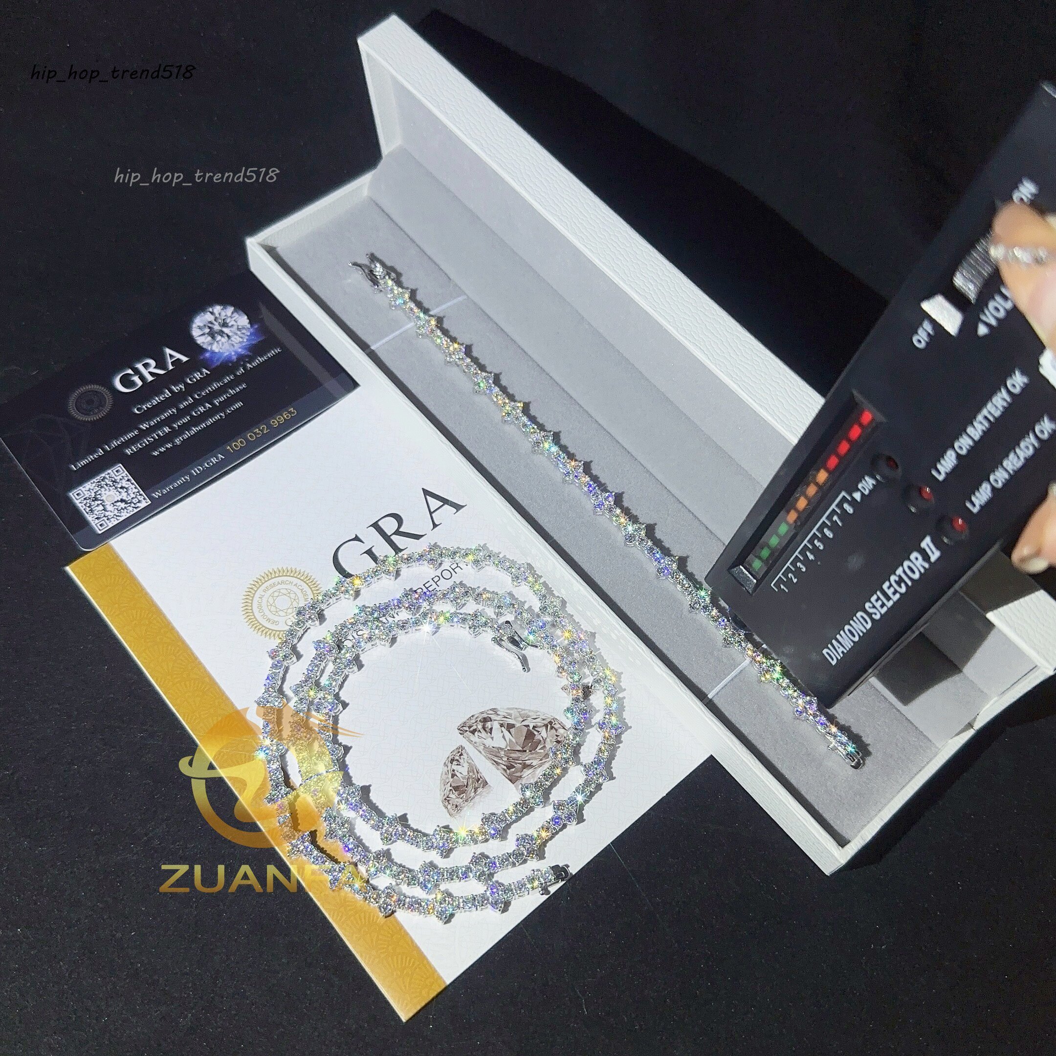 New Trendy Fashion Jewelry 30mm Mini Cross Moissanite Tennis Chain With GRA Certificate Hip Hop Tennis Necklace Bracelet