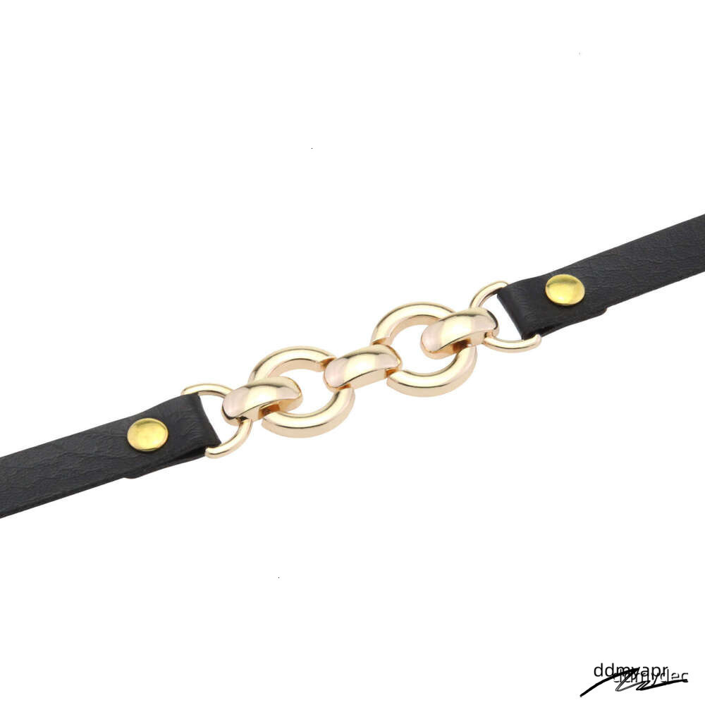 Adjustable PU Leather Punk Choker ddmydec Necklace With Bold Gold Metal Rings Gothic Statement Collar For Women And Men ddmydec