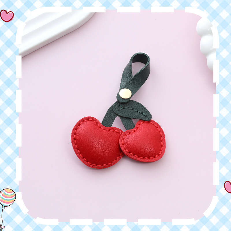 DHEssentials Cherry Leather Charm, Cute DIY Gift, Pastoral Style, Bag/Key Pendant, Multiple Colors