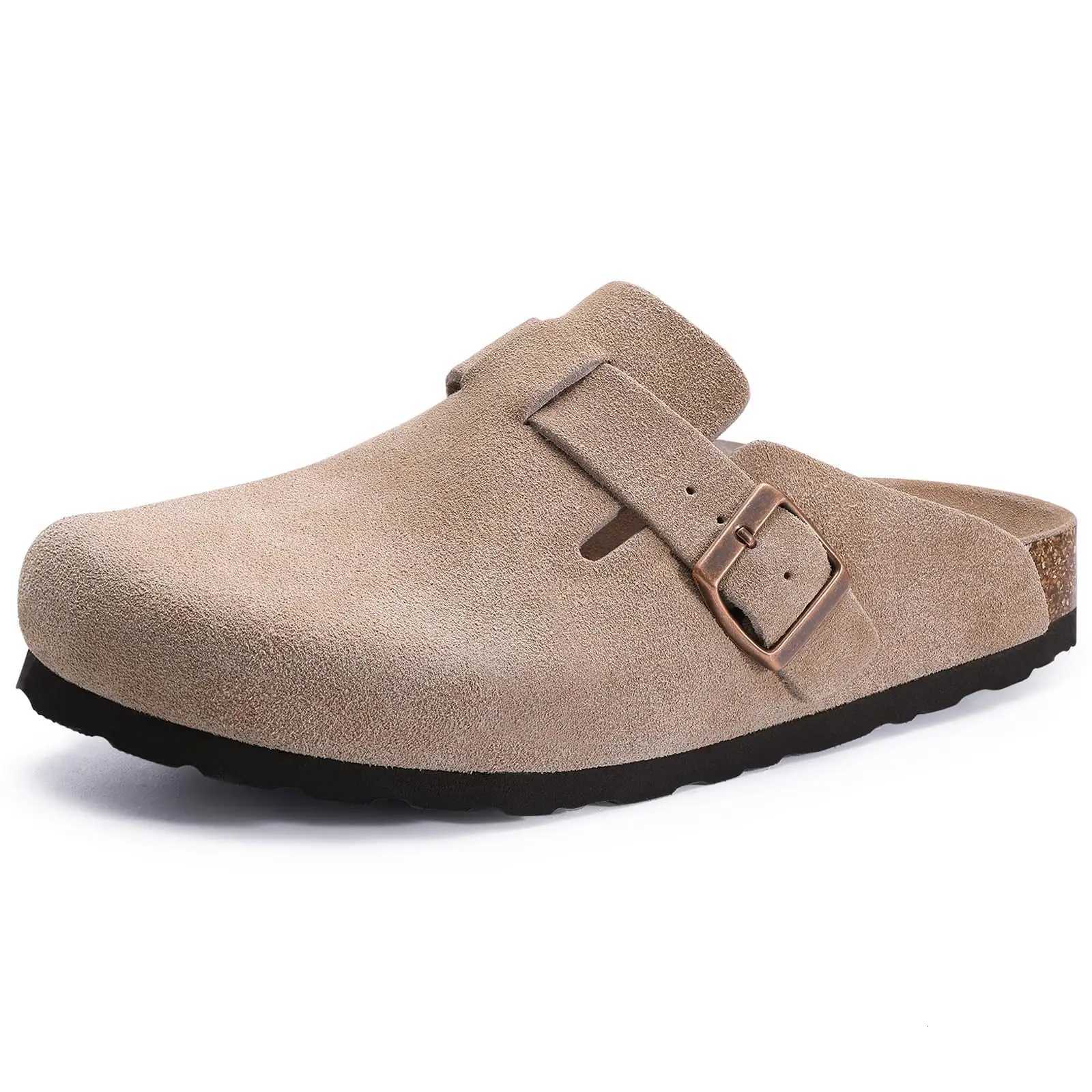 Shevalues Suede Clogs Women Classic Cork Slippers Female House Flat Slippers Slipon Outdoor Clogs Beach Slides Cork Mules Men W250905