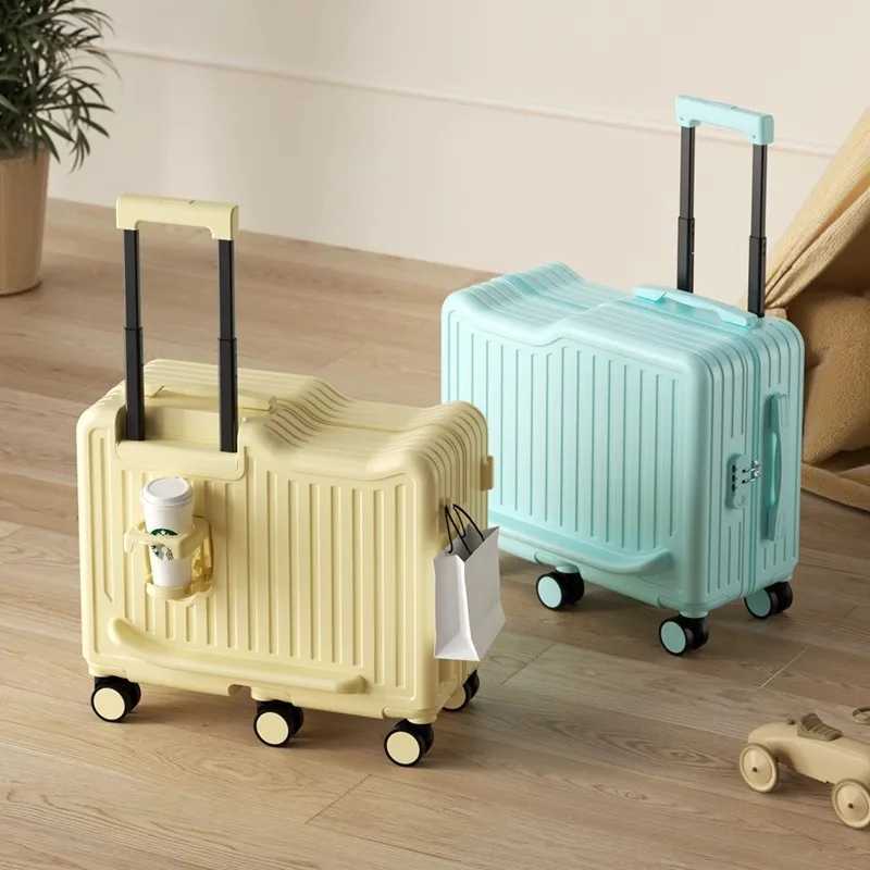 Small SuiTCase Ride on Luggage 20 inch Trolley Case Boarding Cabin Trip Travel Bag Password Lock Leather Z250905